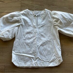 Chico's Puff Sleeve Split-Neck Blouse - White